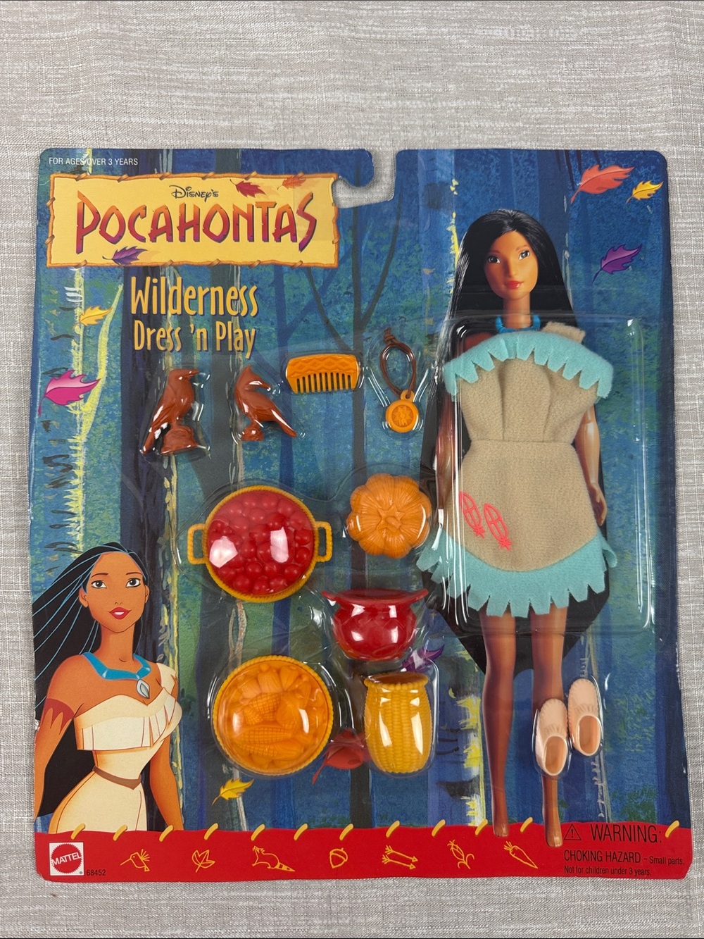 Pocahontas Wilderness Dress 'n Play Doll Outfit Mattel 1990's On Card Unopened